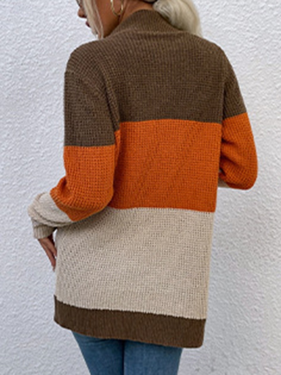 Femme Gilet Cardigan Pull décontracté Décontractées Flexible Bloc de couleur Col V Tricoté manche longue Hauts réguliers Tricoter Extérieur du quotidien Fin de semaine Bleu Marron Automne Hiver de 2025 ? $35.99 –P2