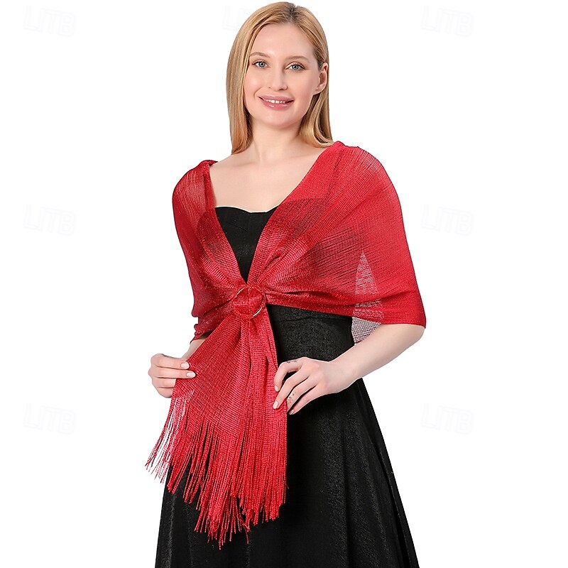 châle en soie or et argent avec boucle, groupe de mariée et demoiselle d'honneur, soirée dansante, robe de mariée, robe de soirée, châle pour femme de 2025 ? $22.99 –P22