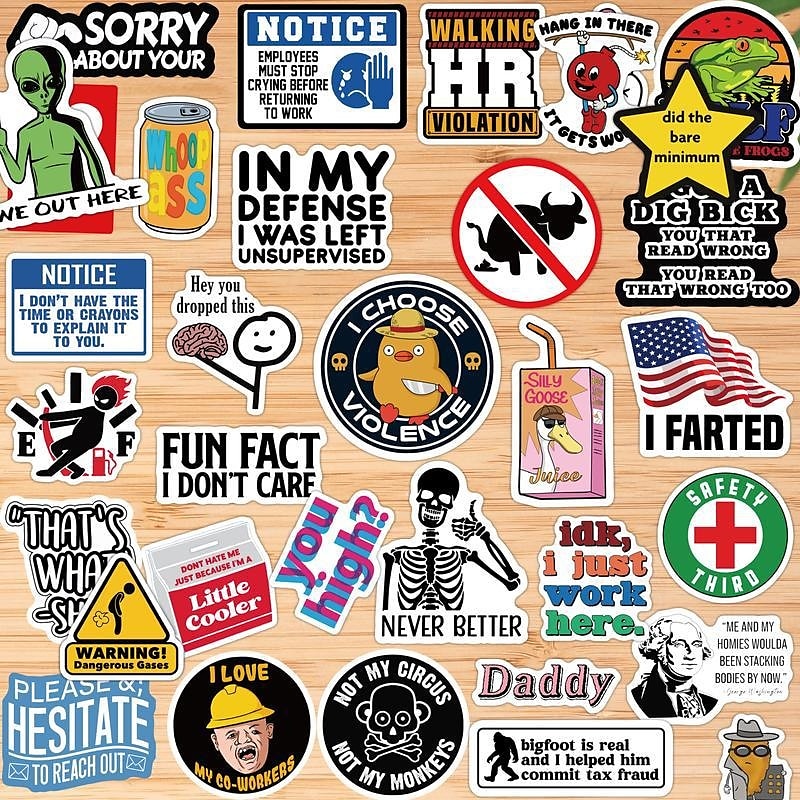 150 stuks grappige stickers voor volwassenen, geschikt voor bumpers, veiligheidshelmen, waterflessen, collega's, computers, vinyl waterdichte stickers 2025 - $12.49 –P5