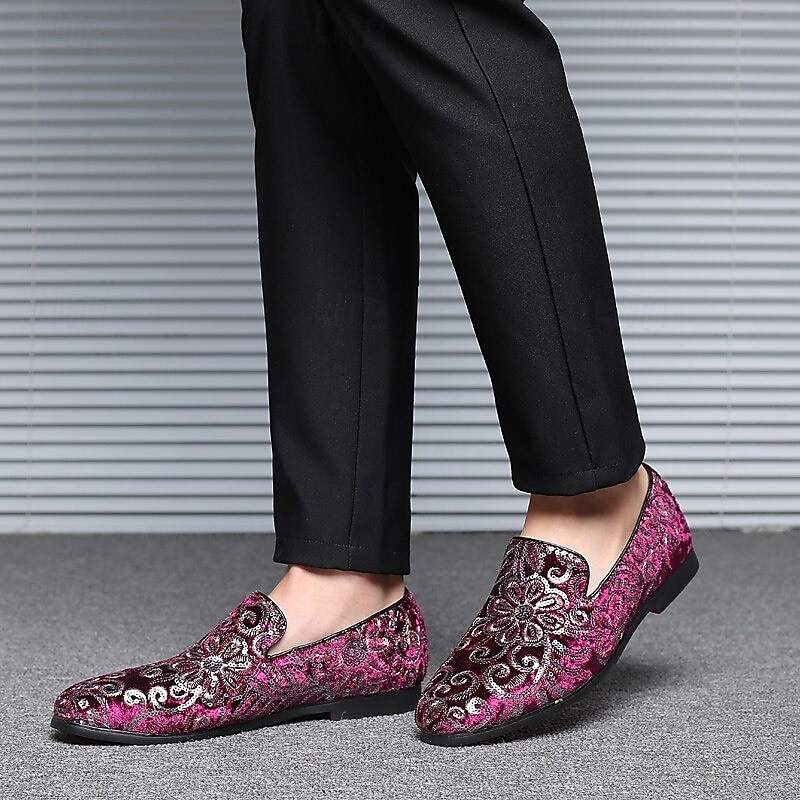 Herren-Loafer aus Stoff mit Pailletten - luxuriöses Blumendesign, Partyschuhe im Vintage-Stil für besondere Anlässe 2026 - €44.99 –P5