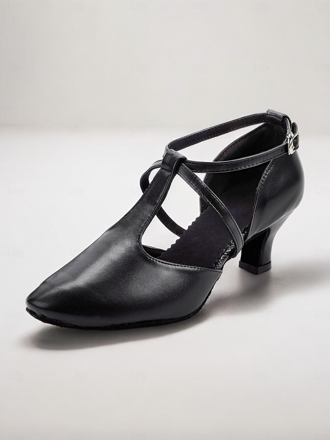 scarpe da ballo in similpelle nera con cinturino incrociato – comode scarpe col tacco da ballo latino e da sala da ballo da donna del 2025 a $32.99 –P2