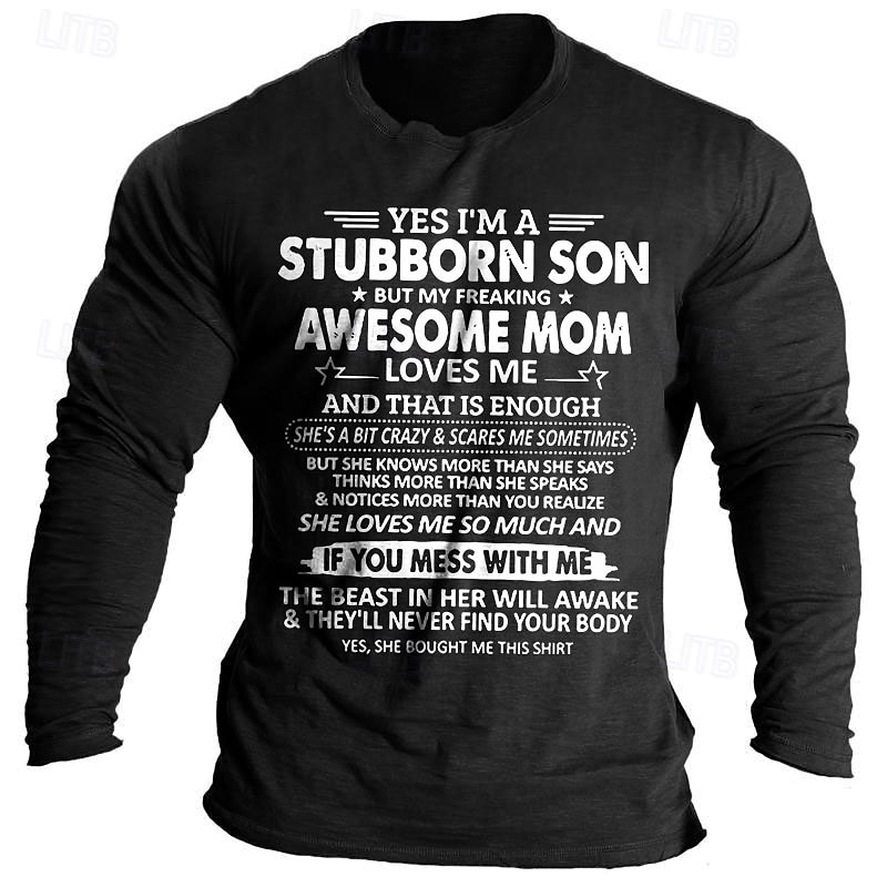Lustig Brief drucken Dunkelgrau meliert Schwarz Dunkelblau T Shirt Herren Grafik 100% Baumwolle Hemd Sport Klassisch Hemd Langarm Bequemes T-Shirt Sommer Herbst Modedesigner-Kleidung S M L XL XXL 2025 - $15.99 –P3