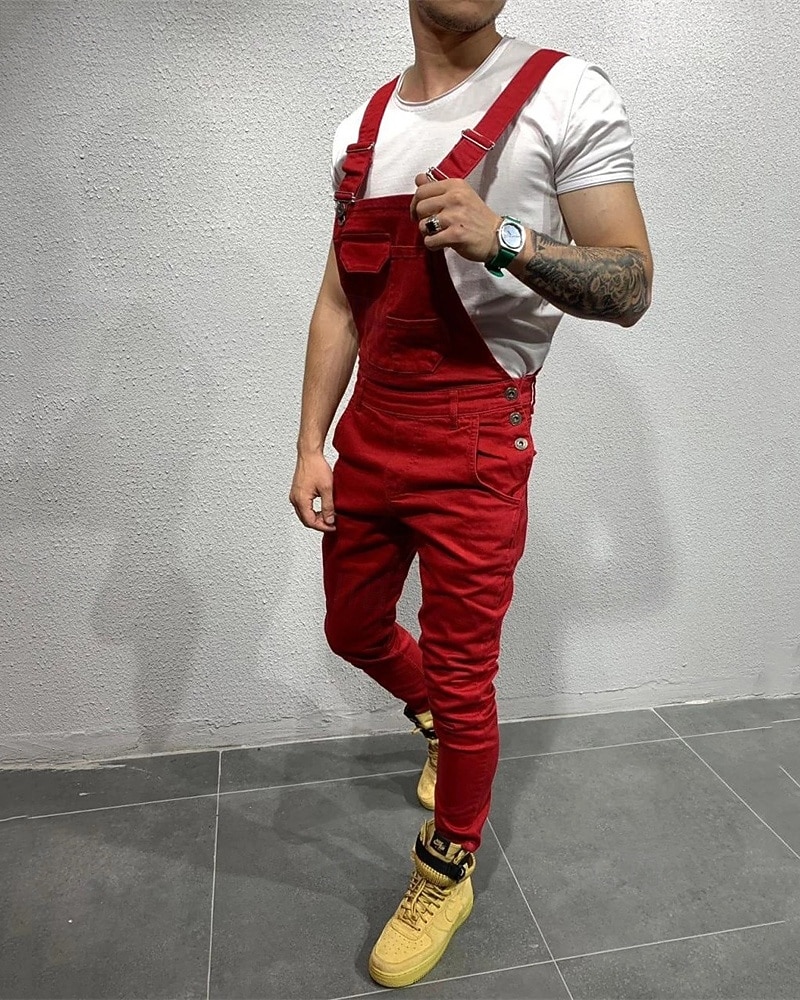 Men's Cargo Pants Tactical Pants Trousers Suspender Pants Pocket Plain Wearable Outdoor Daily Camping & Hiking Fashion Classic Black Red 2026 - $36.99 –P2