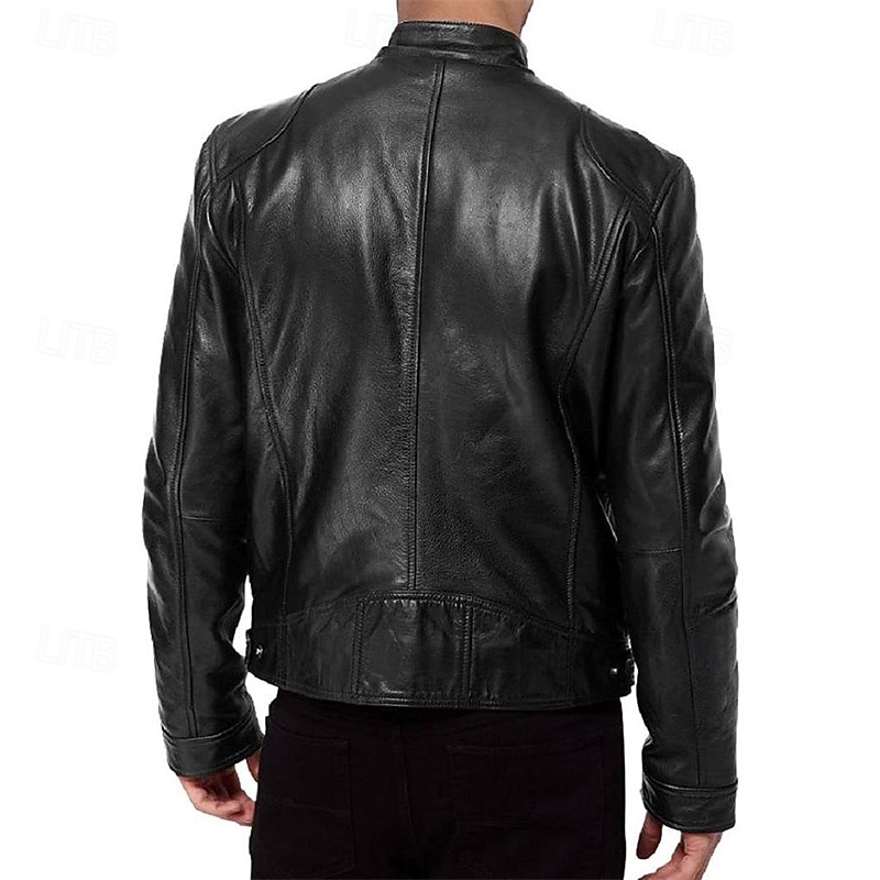 Per uomo Giacca in Ecopelle Giacca di transizione Giacca da Biker Giacca in pelle rossa Vacanza Quotidiano Antivento Caldo Tasca Autunno & Inverno Semplice Moda Classico Collo alla coreana Regolare del 2026 a $41.99 –P11