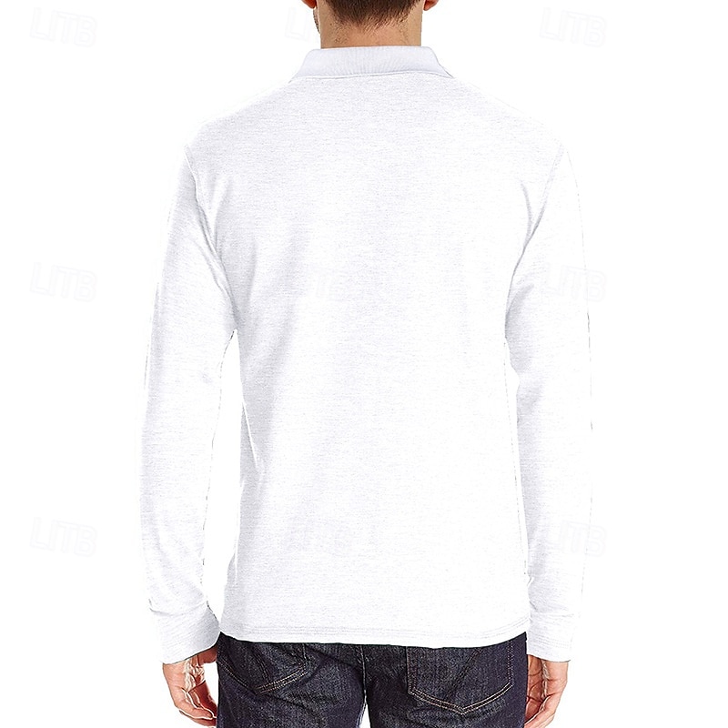 Herr Golftröja golfpolo Arbete Ledigt Kavajslag Långärmad Grundläggande Modern Ensfärgat Knapp Ficka Vår & Höst Normal Vin Aprikos Svart Vit Mörkröd Gul Golftröja 2025 - $21.99 –P10