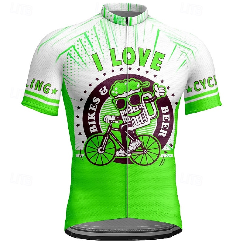 Homme Maillot de cyclisme Dessin animé Lettres & Chiffres Manche Courte Cyclisme T-shirt Maillot avec 3 poches arrière VTT Vélo tout terrain Séchage Rapide Design Anatomique Évacuation de l'Humidit de 2025 ? $30.99 –P1