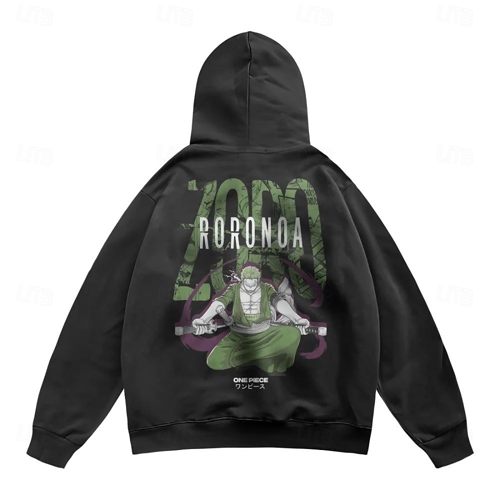 One Piece Roronoa Zoro Hattetrøje Pullover Trykt mønster Graphic Til Par Herre Dame Voksne Maskerade Varmstempling Fest Fritid / hverdag 2025 - $29.99 –P3