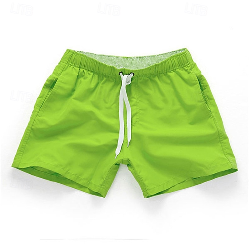 Herre Surfeshorts Badeshorts Snorer Elastisk midje Elastisk snordesign Ensfarget Hurtigtørkende Sport Kort Daglig Ut på byen Strand Gatemote Fritid Svart Hvit Mikroelastisk 2025 - $10.49 –P11