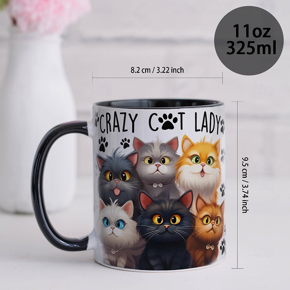 hrnek crazy cat lady - perfektní dárek k narozeninám pro milovníky koček - 11oz keramický šálek na kávu pro milovníky koček 2025 - $18.99 –P4