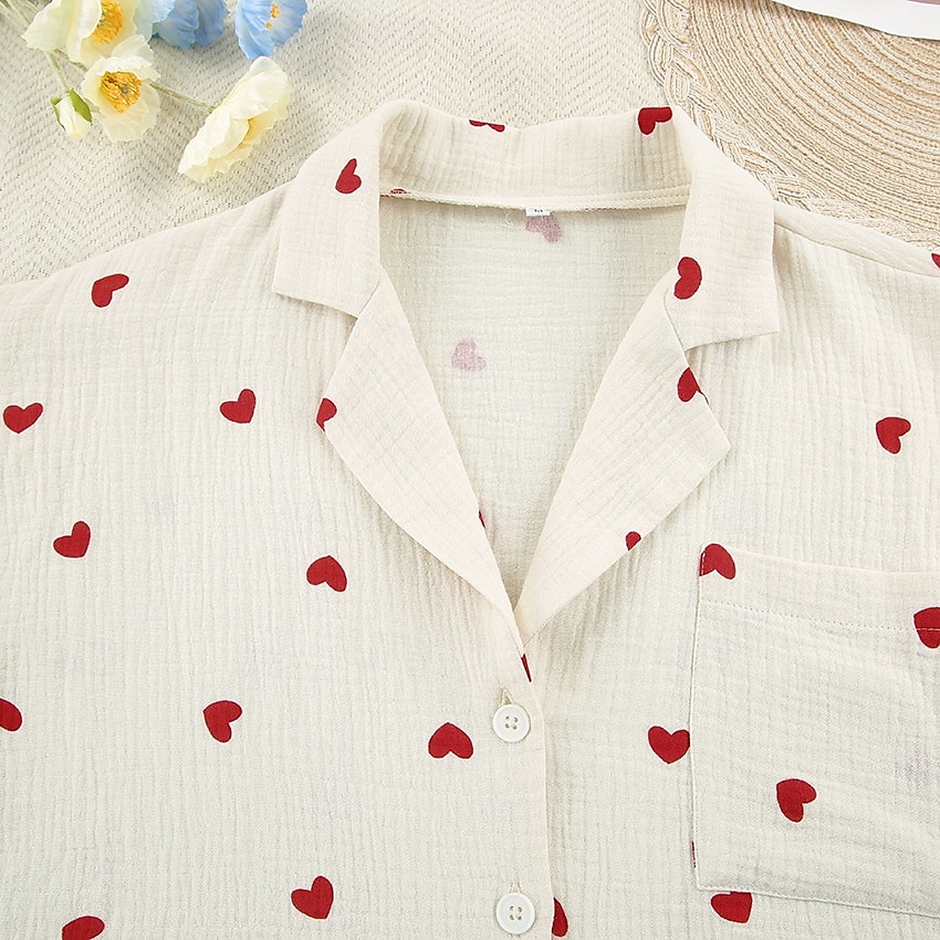 camicie stampate da donna&amp;abiti da notte - cotone grafico casa abiti del 2025 a $41.99 –P11