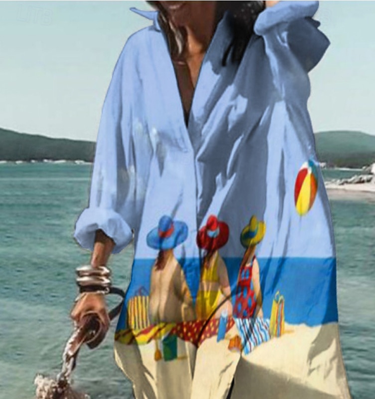 Women's Midi Dress Shirt Dress Animal Print Button Pocket Shirt Collar Casual Daily Beach Long Sleeve Summer Spring 2025 - $51.99 –P6