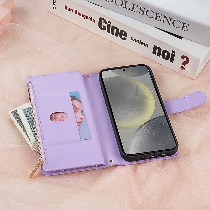 Phone Case For Samsung Galaxy S25 S24 S23 S23 FE S22 S21 Ultra Plus A55 5G A35 5G A25 A15 Wallet Case Magnetic Zipper with Lanyard Retro Geometric Pattern TPU PU Leather 2025 - $21.99 –P3