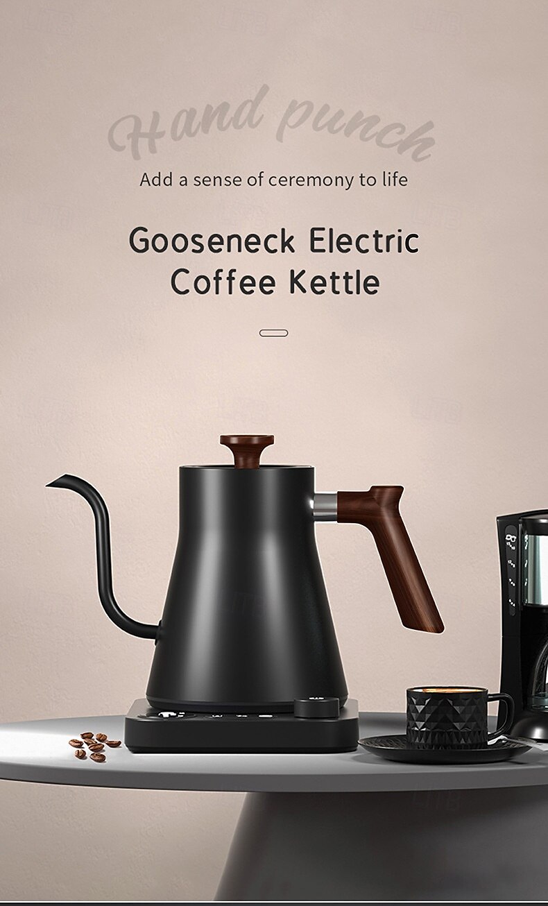 Electric Gooseneck Kettle Fast Water Boiler Stainless Steel Inner Temperature Control LCD Display Auto Shut Off 0.9L Pour Over Coffee and Tea Kettle 2025 - $77.99 –P1
