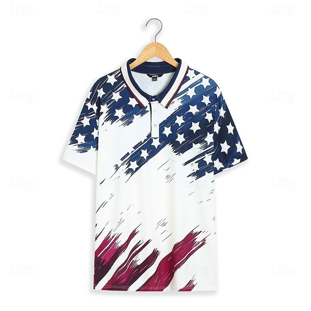 Polos vétérans drapeau américain pour hommes ouku, chemises de golf, polos à manches courtes, chemises à col, vêtements de ville décontractés, vêtements de vacances, tenues de fête, boutons, impression 3D, blanc et bleu, noir et blanc de 2025 ? $22.99 –P1