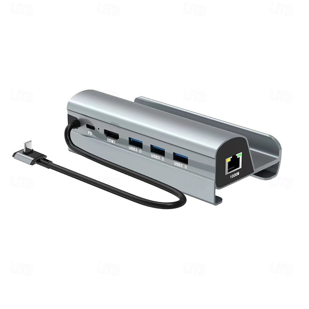 6-in-1 steam deck dock usb-c hub docking station lan hdmi compatibel met 4k hdmi gigabit ethernet 60w pd usb 3.0 poorten 2025 - $48.99 –P8