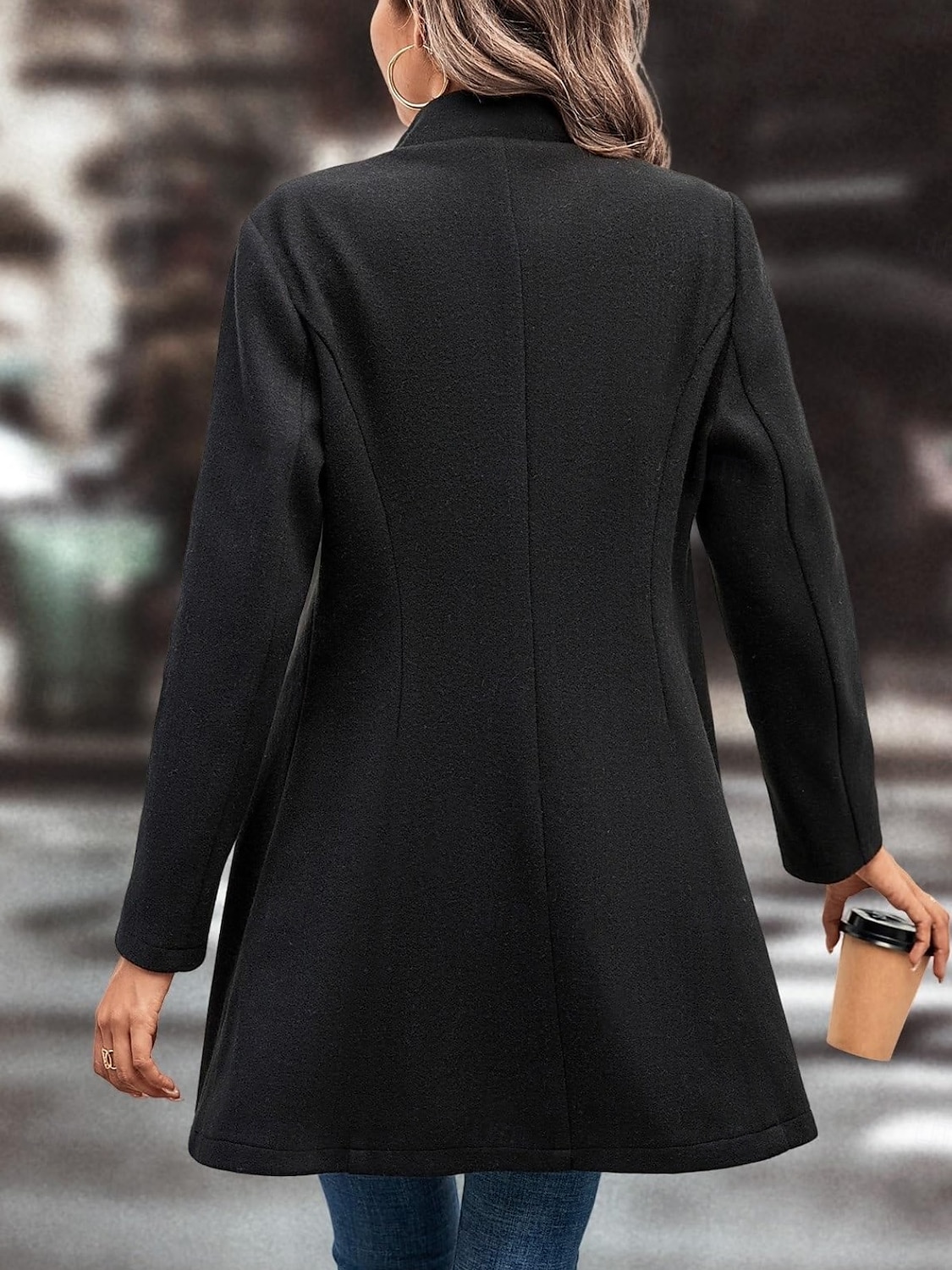 Dam Vinterkappa Fritids- Helgdag Dagliga kläder Höst Vinter Normal Täcka Normal Stylish Ledigt Jacka Långärmad Ensfärgat Pälskrage Svart Gul Grå 2025 - $47.99 –P2