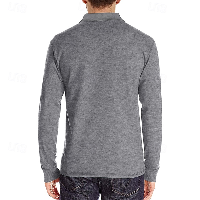 Herr Golftröja golfpolo Arbete Ledigt Kavajslag Långärmad Grundläggande Modern Ensfärgat Knapp Ficka Vår & Höst Normal Vin Aprikos Svart Vit Mörkröd Gul Golftröja 2025 - $21.99 –P6