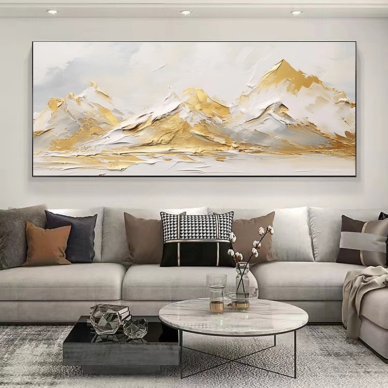 Pintura a óleo sobre tela pintada à mão montanha dourada pinturas de paisagens sala de estar grande arte de parede pintura personalizada decoração de casa sem moldura de 2026 por $101.99 –P2