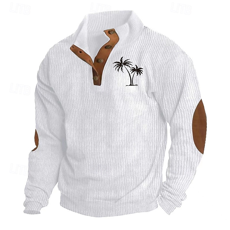 Herren Sweatshirt Pullover Sweatshirt mit Viertelreißverschluss Schwarz Weiß Marineblau Grün Troyer Halber Reißverschluss Farbblock Baum Sport & Natur Täglich Festtage Kord Strassenmode Basic 2025 - $30.99 –P2