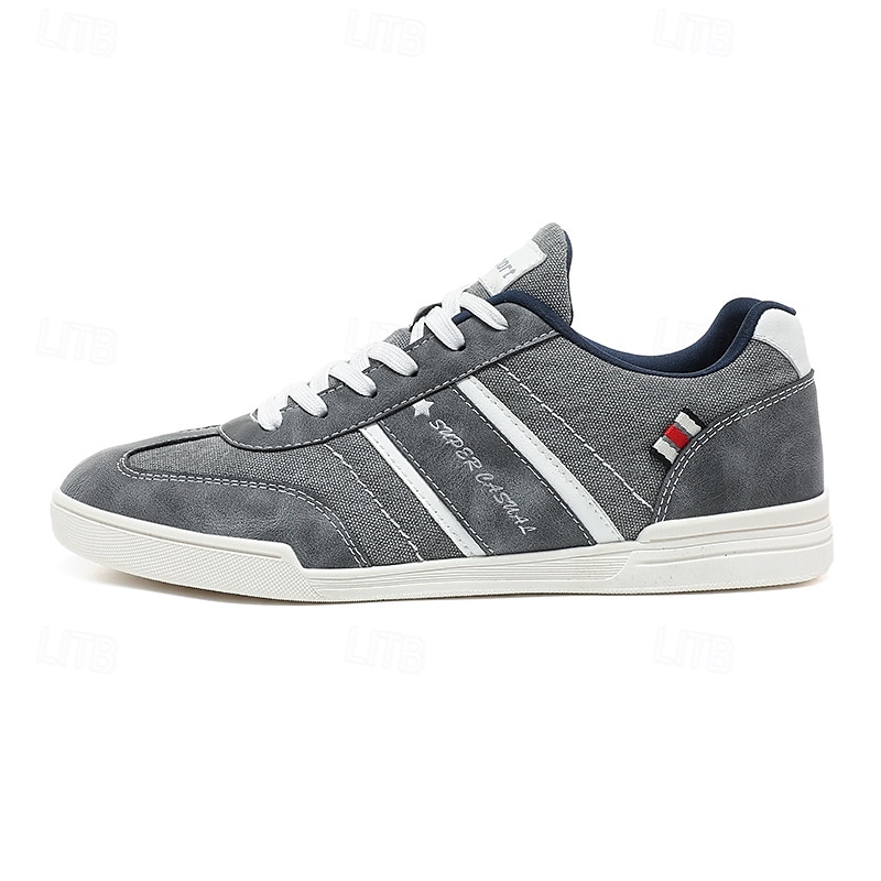 Men's Brown Canvas and Leather Sneakers with Lace-Up Design - Stylish and Comfortable for Casual and Sporty Wear 2025 - $54.99 –P1
