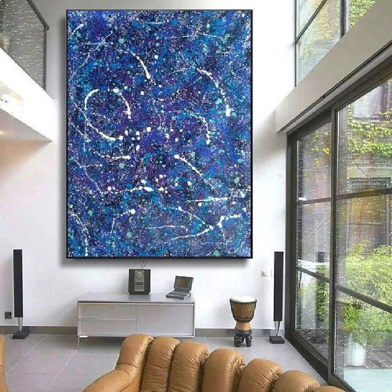 2026年 大きな絵画 手作りの抽象的な油絵 手描きのベージュの青と白の絵画 手作りの青いわびさびのアートワークの油絵 手描きのテクスチャのある油絵 ベージュの油絵 モダンな装飾  コレクション – $154.99 –P7