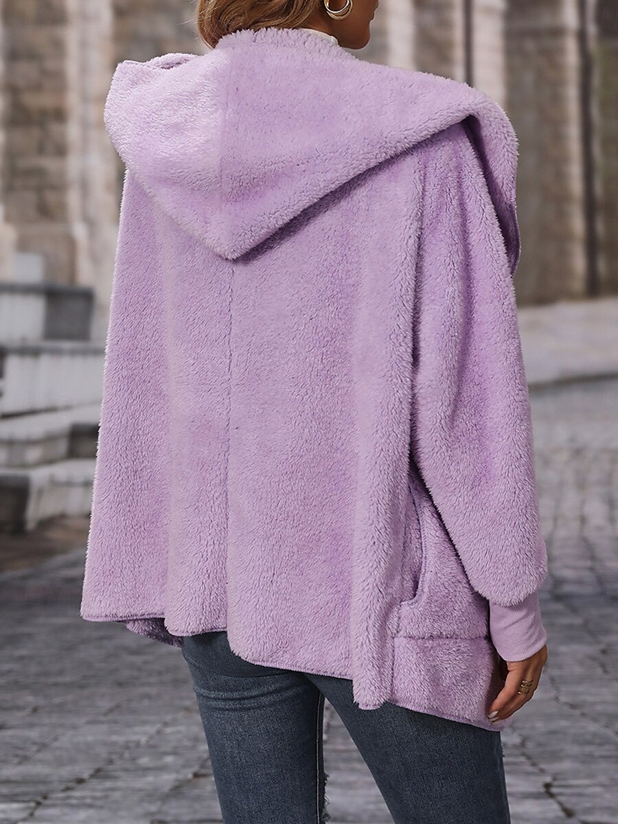Damen Fleecejacke Teddy-Mantel Hoodie Jacke warm halten Atmungsaktiv Tasche Innenfutter aus Fleece Brautkleider schlicht Glatt Urlaub Strasse Freizeitskleidung Ausgehen Öffnung vorne Kapuzenpullover 2025 - $52.99 –P5