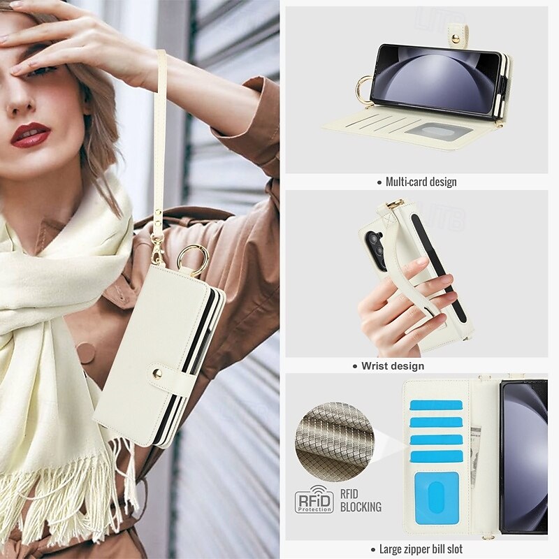 Phone Case For Samsung Galaxy Z Fold 7 Z Fold 6 Z Fold 5 Z Fold 4 Z Fold 3 Back Cover with Stand Holder with Wrist Strap Card Slot Retro TPU PU Leather 2025 - $35.99 –P4