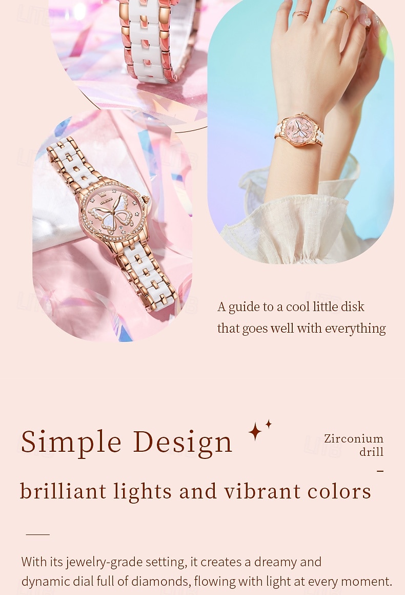 OLEVS 5610 Mother's Day Gift for Women's Watches Elegant Fashion Rhinestone Bezel Ceramic Strap Wristwatch Waterproof Luminous Automatic Watch 2026 - $62.99 –P6