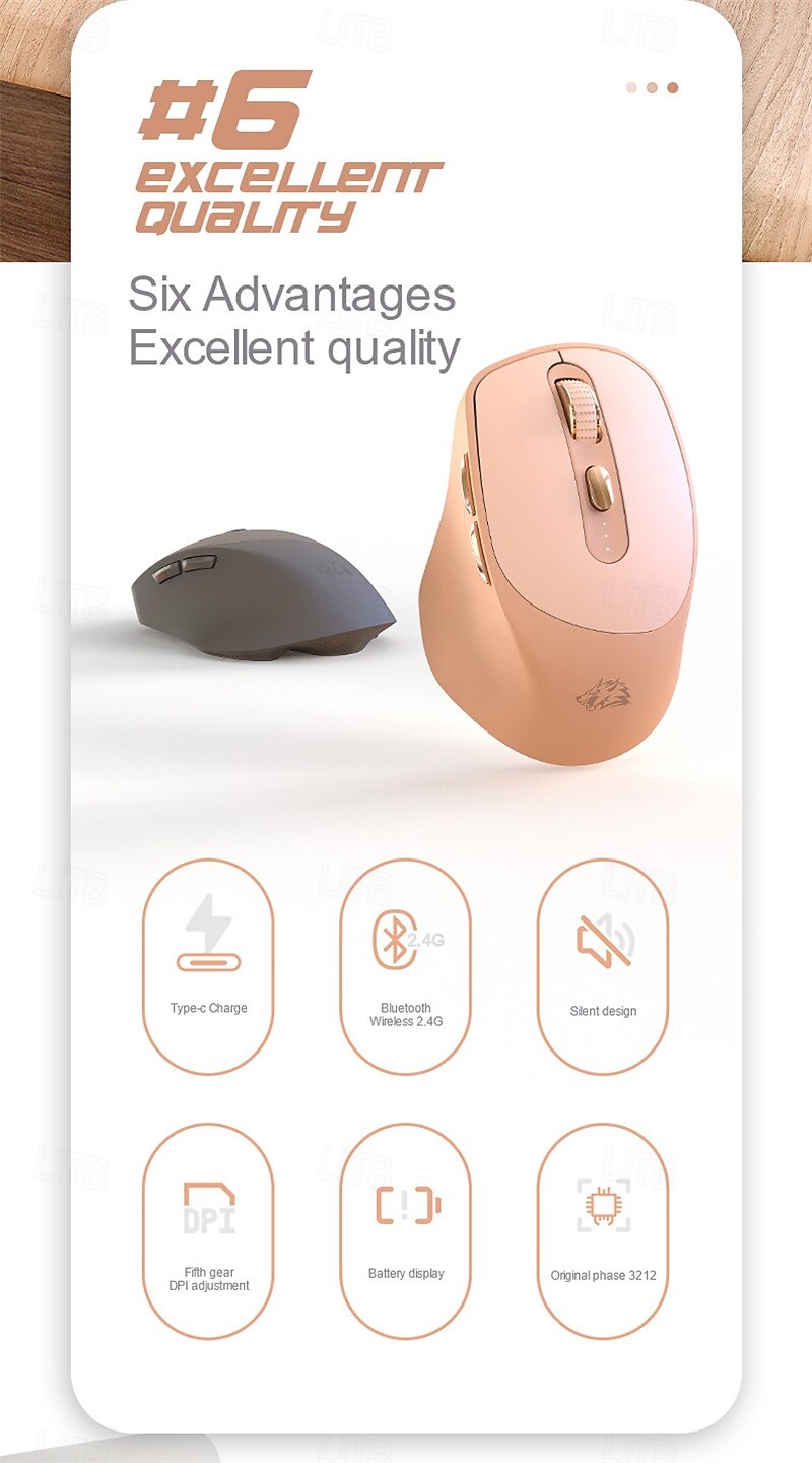 x7 oplaadbare draadloze Bluetooth-muismuizen met batterij-indicator 5 verstelbare dpi voor Windows Android Mac 2025 - $26.99 -P3