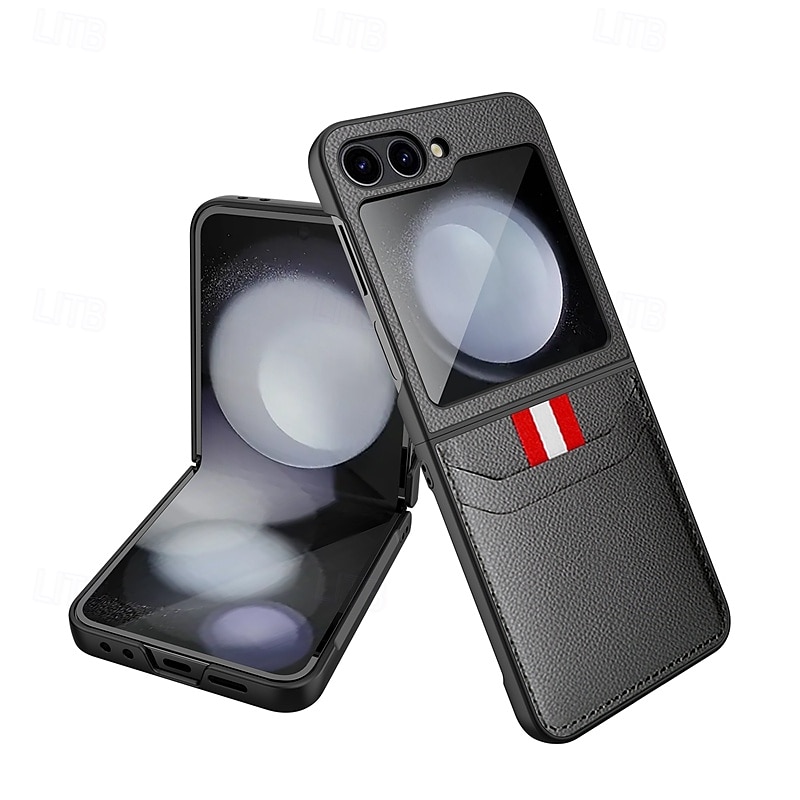 telefono Custodia Per Samsung Galaxy Z Flip 6 Z Flip 5 Copertura Posteriore con Proteggi Schermo Slot per Carte Resistente agli urti Retrò PC Pelle PU del 2025 a $20.99 –P2