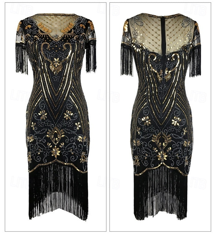Retro / vintage De livlige 20-årene 1920-tallet Flapper kjole Cosplay kostyme Drakter Den store Gatsby Bryllupsgjest Paljetter Dusk Dame Jul Halloween Karneval Halloween Fest / aften 2025 - $83.99 –P7