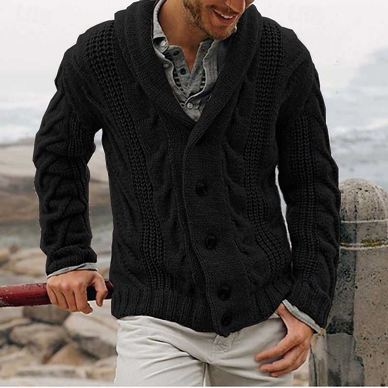 Herren Strickjacke Kurzer Pullover Zip Pullover Reißverschluss Strickpullover Gerippt Stricken Standard Knopf hoch Tasche Glatt Schalrevers Modisch Klassisch Freizeitskleidung Verabredung Bekleidung 2025 - $37.99 –P5