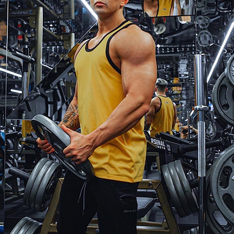 Herren Fitness Tank Top Tank Top Running Sport Top Tank Top Sport Spleißen Ärmellos Weste / Fahrradweste Casual Athlässigkeit Baumwolle Atmungsaktiv Schnelltrocknend Weich Fitnesstraining Laufen Gehen 2025 - $16.49 -P2