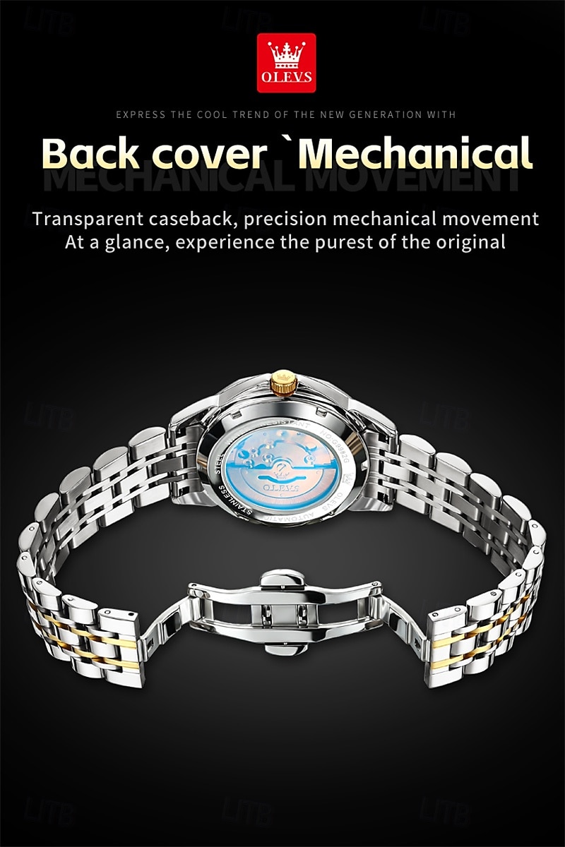 New Olevs Olevs Brand Fashion Trend Men'S Business Watch Decorative Luminous Calendar Week Display Automatic Mechanical Watch Leisure Waterproof Sports Watch 2025 - $74.99 –P5