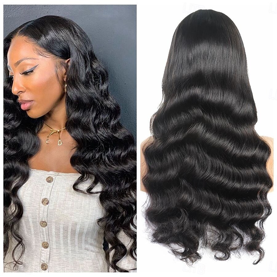parrucche frontali in pizzo trasparente 13x6 con onde sciolte per donne nere, densità 150%, capelli umani pre-pizzicati con capelli del bambino del 2025 a $262.69 –P1