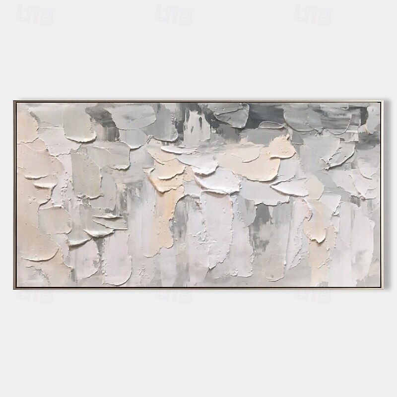 3D-Blumenölgemälde, handgemalt, dickes Strukturölgemälde, beige-weißes Gemälde auf Leinwand, abstraktes strukturiertes Ölgemälde für Wandkunst, Gemälde für Wohnzimmer 2025 - $75.99 –P5