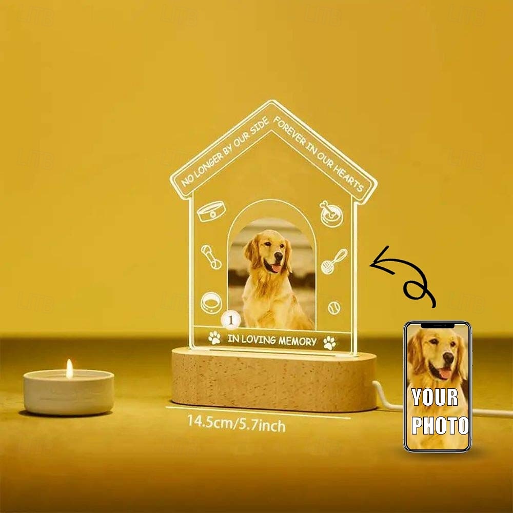 cornice per foto luminosa personalizzata, luce notturna commemorativa per animali domestici, regalo di ricordo, lampada in acrilico alimentata tramite USB, unica per gli amanti degli animali, ideale per la casa, il soggiorno e l'ufficio del 2025 a $16.49 –P5