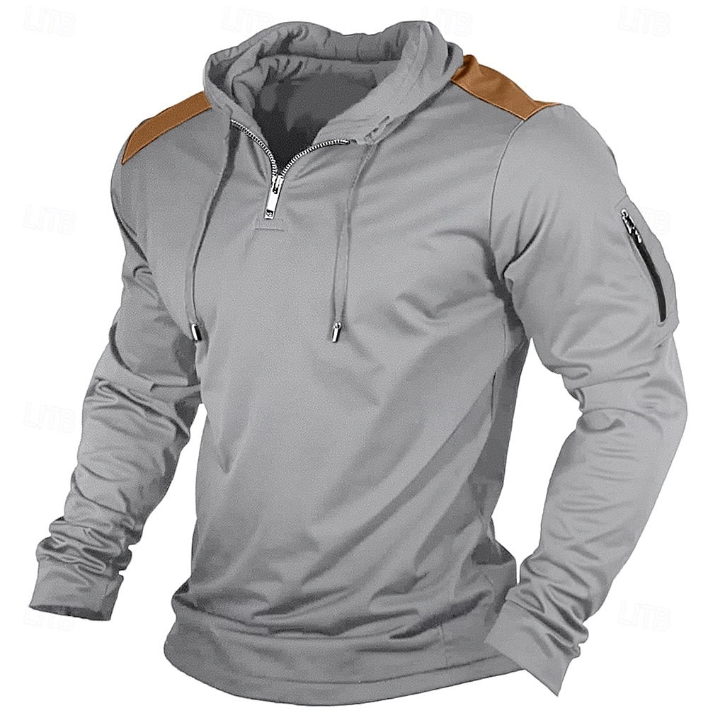 Per uomo Maglietta con Zip a Quarti Maglietta Camicia a Maniche Lunghe Manica Lunga Con Cappuccio Estate Patchwork Quotidiano Casual Stile da Strada Cerniera All'aperto Streetwear Casual Nero Blu del 2025 a $22.99 –P7