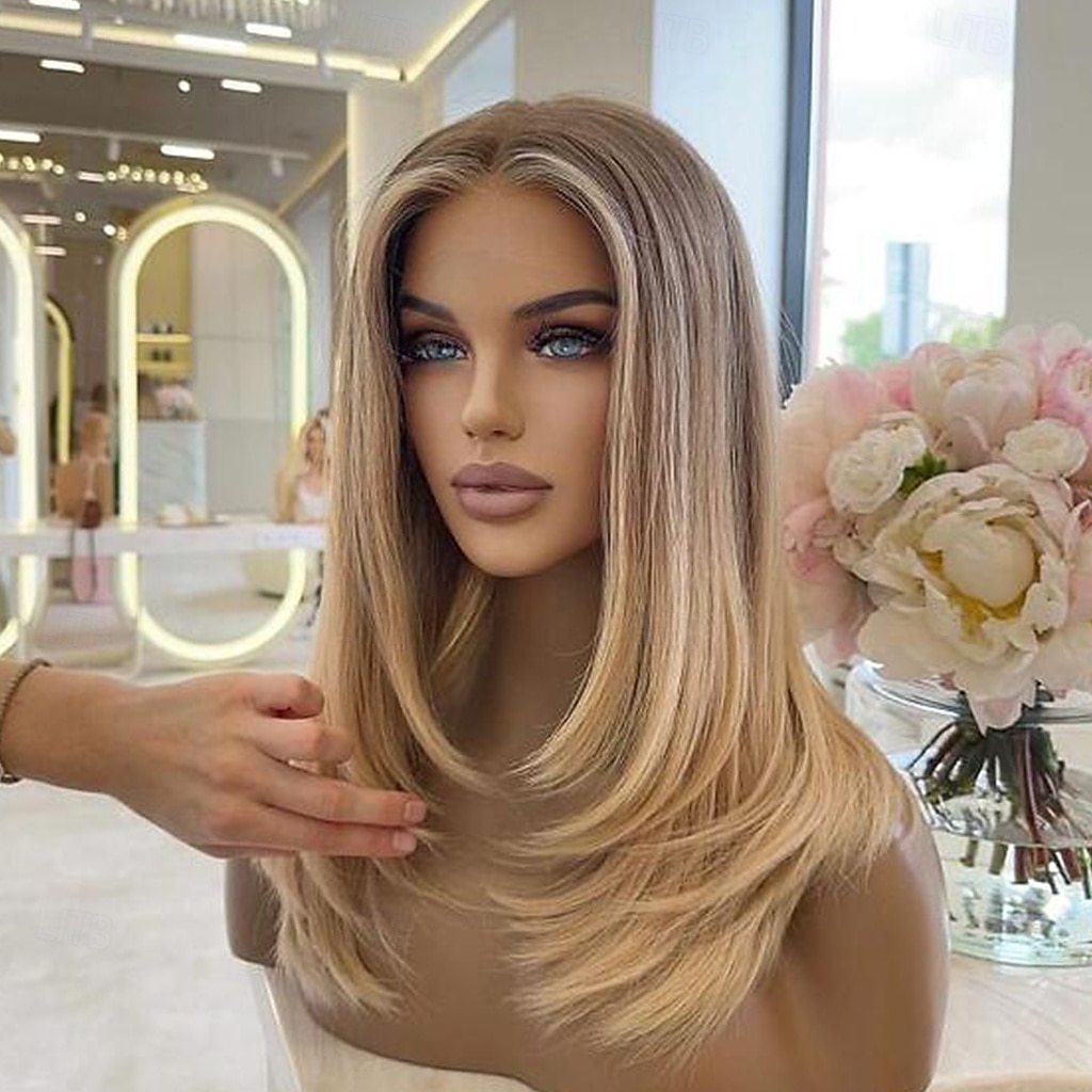 Remy lidské vlasy 13x4 krajka vpředu Paruka Střih Bob Střední část Brazilské vlasy Rovné, hedvábné Blonďatá Vícebarevný Paruka 130% 150% Hustota vlasů Ombre vlasy Melírované vlasy Přírodní vlasov 2025 - $227.29 –P1
