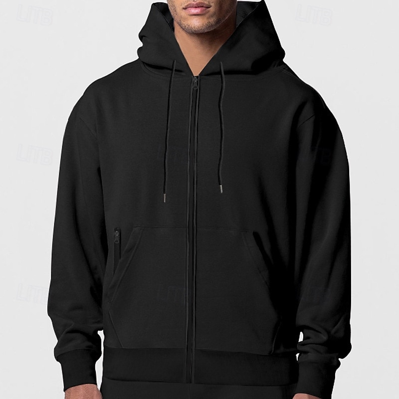 Per uomo Felpa con cappuccio a zip intera Felpa con cappuccio e zip Felpa con cappuccio in pile Nero Blu marino Cachi Grigio chiaro Con Cappuccio Semplice Con zip Tasca Sport & Outdoor Quotidiano del 2025 a $26.99 –P8