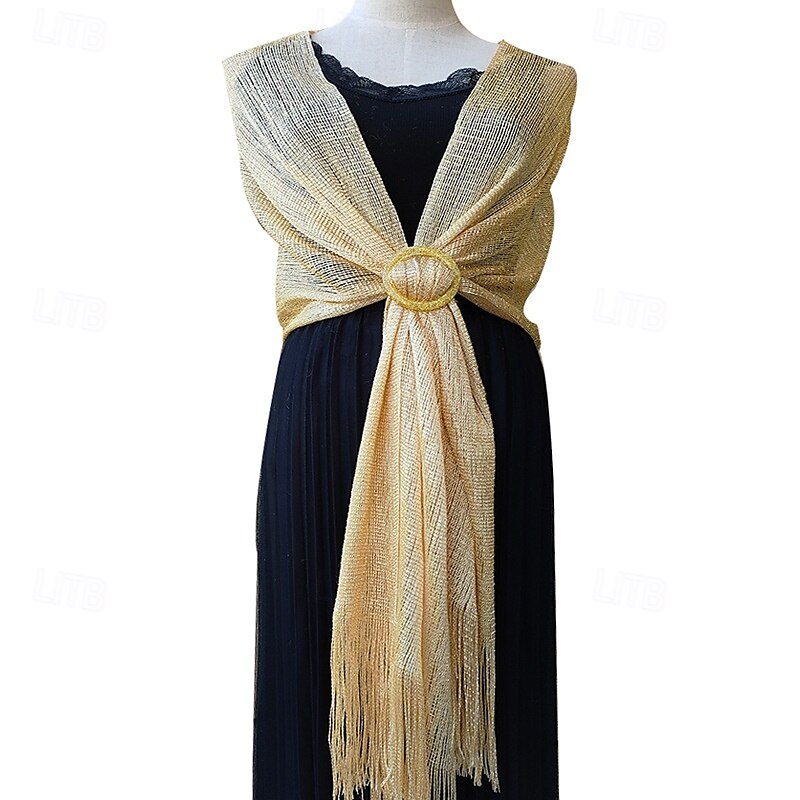 châle en soie or et argent avec boucle, groupe de mariée et demoiselle d'honneur, soirée dansante, robe de mariée, robe de soirée, châle pour femme de 2025 ? $22.99 –P20