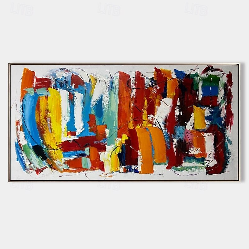 handgemalte abstrakte farbenfrohe Gemälde auf Leinwand handgemachtes farbenfrohes strukturiertes Acrylgemälde Wandkunst handgemaltes Kunstwerk Folienölgemälde für Wohnzimmer Büro Wanddekoration 2025 - $125.99 –P2