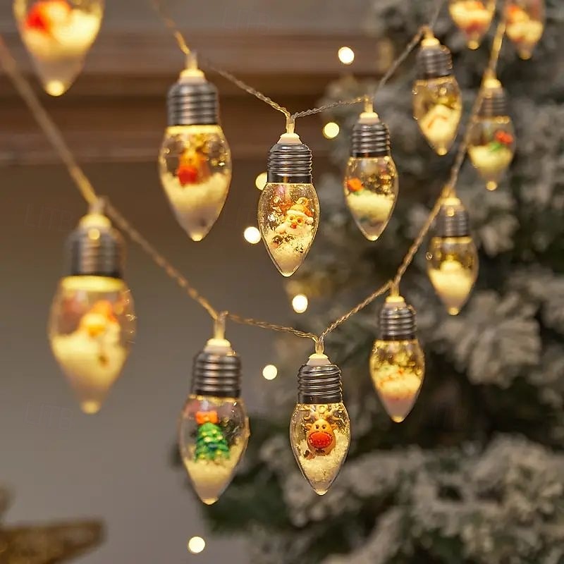 luci a forma di omino di pan di zenzero luci a forma di fata di Natale, luci a forma di lampadina per albero di Natale 1,5 m 10 led alimentati a batteria luci decorative per feste di Natale del 2025 a $12.99 –P6