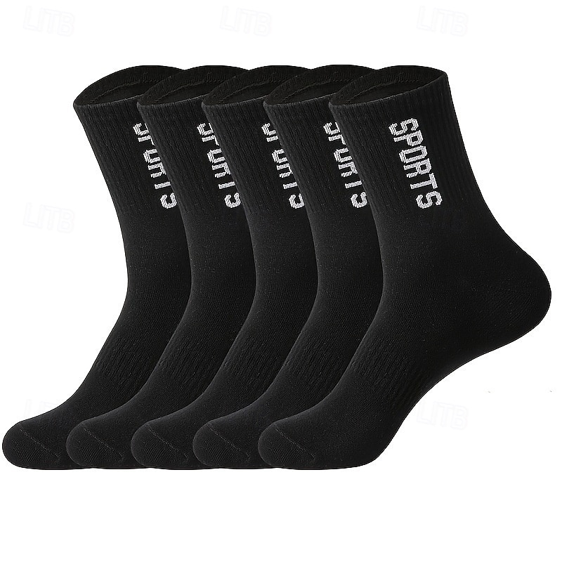 Hombre 5 pares Paquetes múltiples Calcetín Calcetines para correr Calcetines informales Negro Blanco Color Letra Deporte Diario Vacaciones Básico Medio Primavera Otoño Moda Casual 2025 - $11.49 –P6