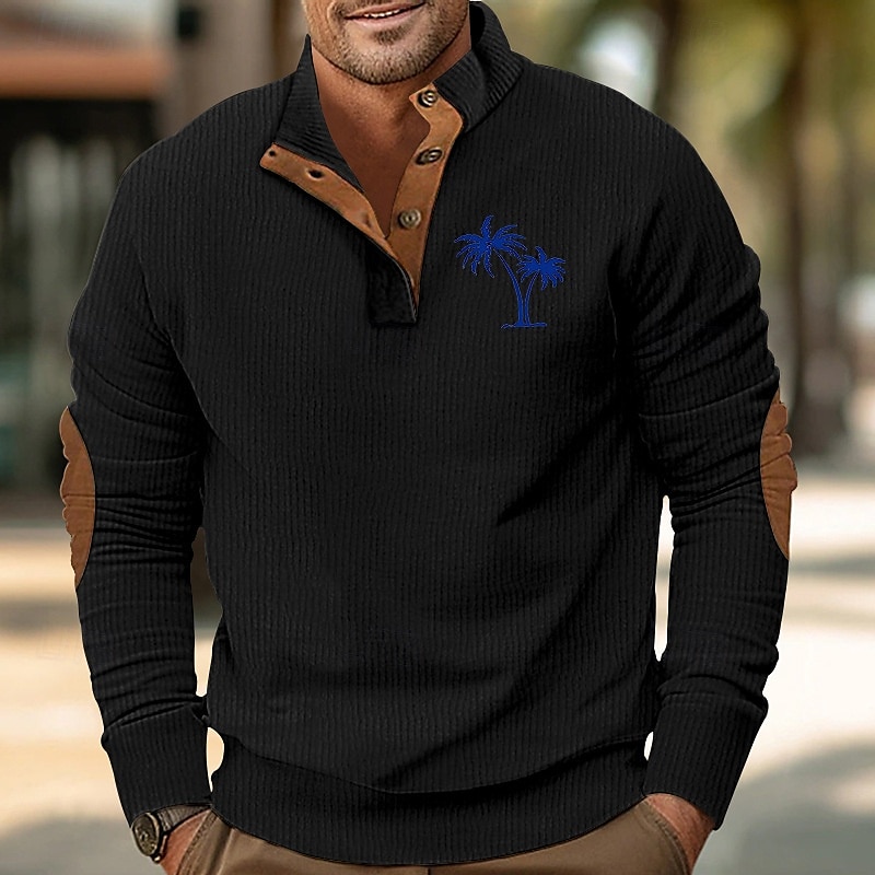 Herren Sweatshirt Pullover Sweatshirt mit Viertelreißverschluss Schwarz Weiß Marineblau Grün Troyer Halber Reißverschluss Farbblock Baum Sport & Natur Täglich Festtage Kord Strassenmode Basic 2025 - $30.99 –P10