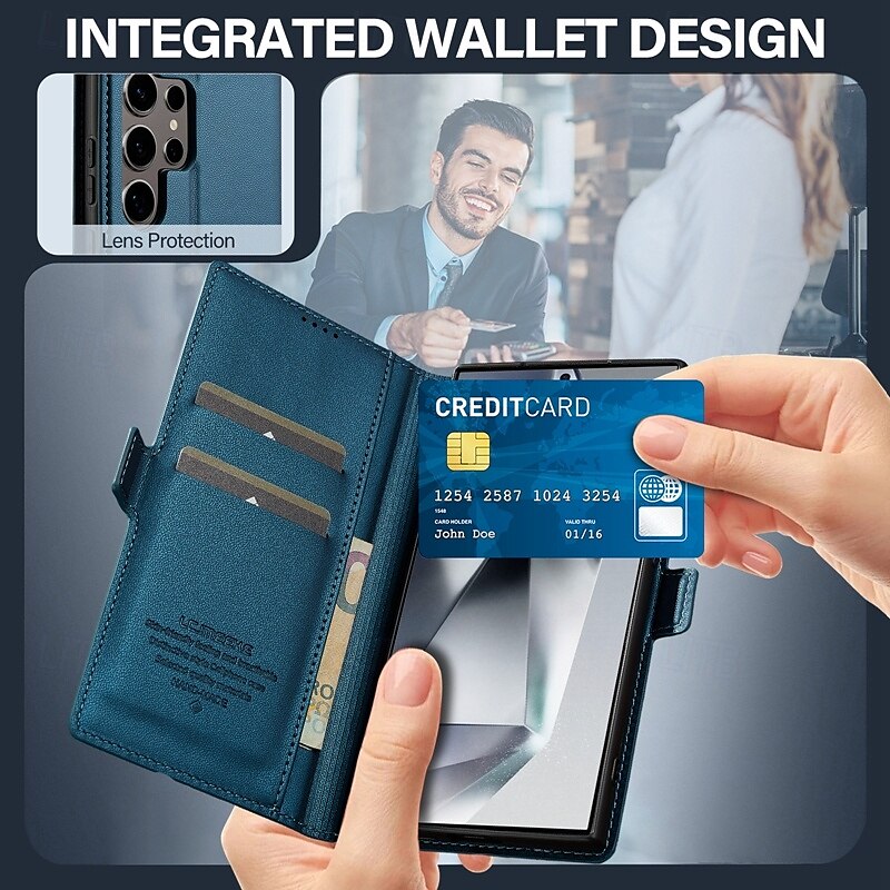 Phone Case For Samsung Galaxy S24 S23 S22 S21 Ultra Plus A55 A35 A25 A15 5G A54 A34 A14 A53 A52 S20 FE S25 Ultra Back Cover Wallet Case with Stand Holder Magnetic Card Slot Retro TPU PU Leather 2025 - $18.99 –P16