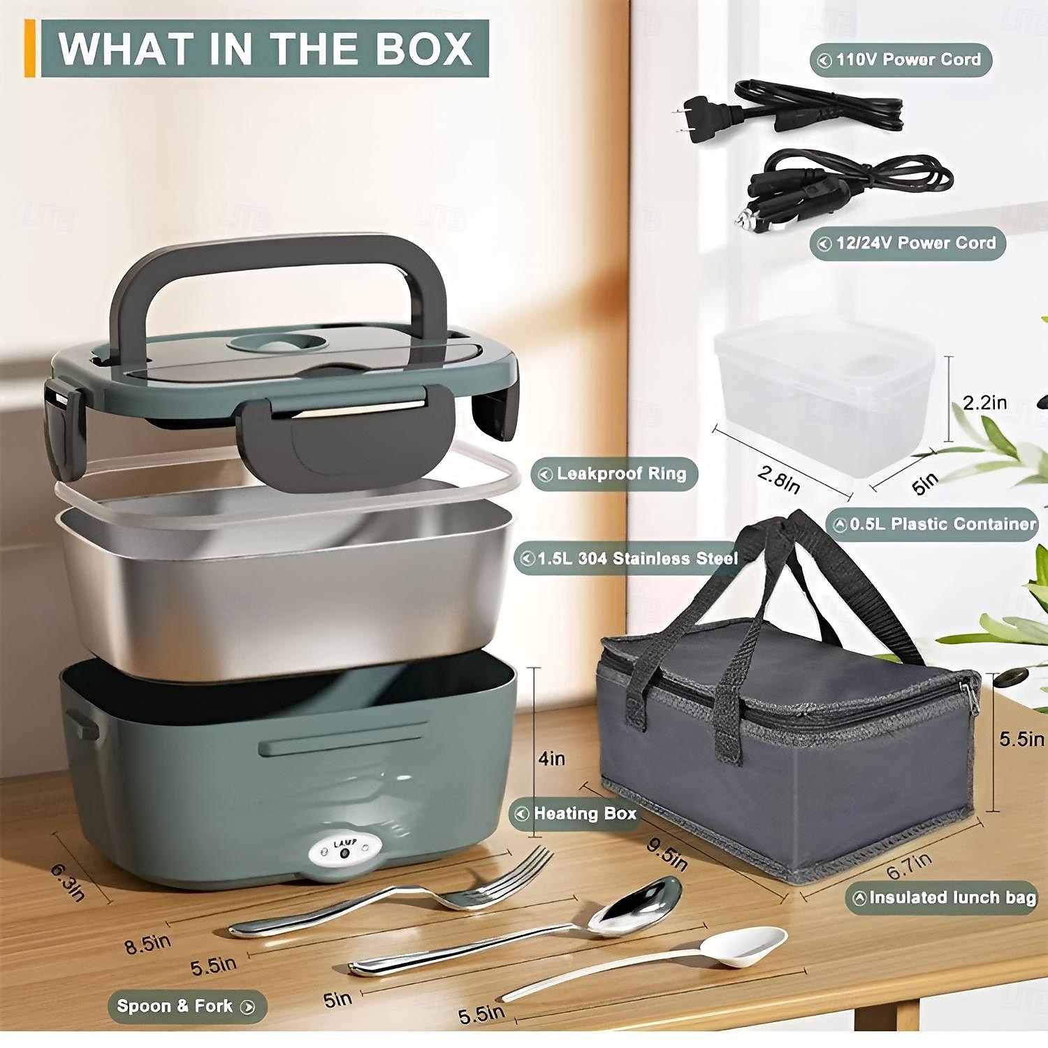 Electric Lunch Box Portable Fast Heating Lunch Box 1.5L Stainless Steel Container Adult Food Warmer Suitable for Cars 2025 - $41.99 –P5