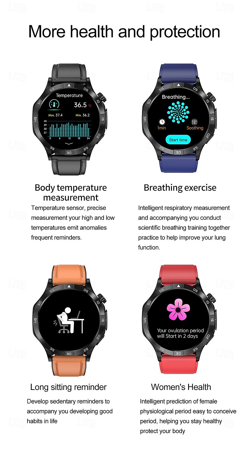 2025年 iMosi ET381 スマートウォッチ 1.43 インチ スマート·ウォッチ ブルートゥース ECG + PPG 温度監視 歩数計 と互換性があります Android iOS 女性 男性 ハンドフリーコール 防水 メディアコントロール IP 67 46mmの時計ケース  コレクション – $79.79 –P13
