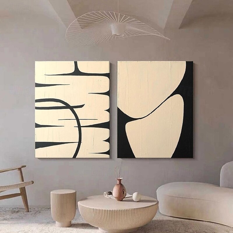 oeuvre d'art wabi sabi peinture abstraite faite à la main art mural fait à la main peinture abstraite beige sur toile faite à la main une paire d'art mural texturé beige art mural abstrait neutre de 2025 ? $116.99 –P3
