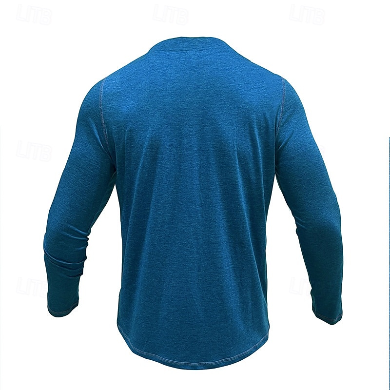 Herren T-Shirt mit Knöpfen T Shirt Henley Hemd T-Shirt Langarm Henley Frühling & Herbst Einfach Mode Designer Basic Urlaub Straße Ausgehen Meerblau Wein Blau Top T-Shirt für Herren 2025 - $26.99 –P9